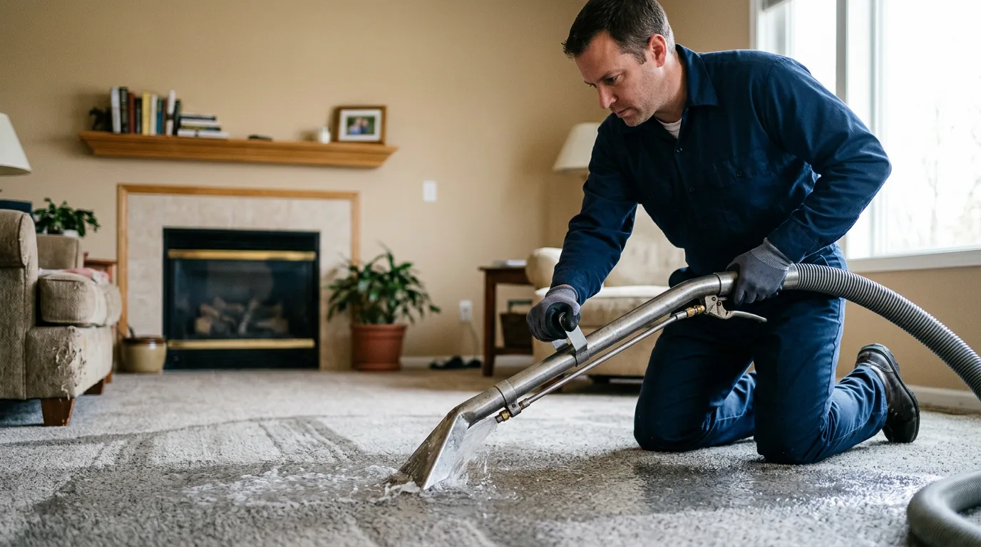 Water damage restoration technician working near Stanford, CA